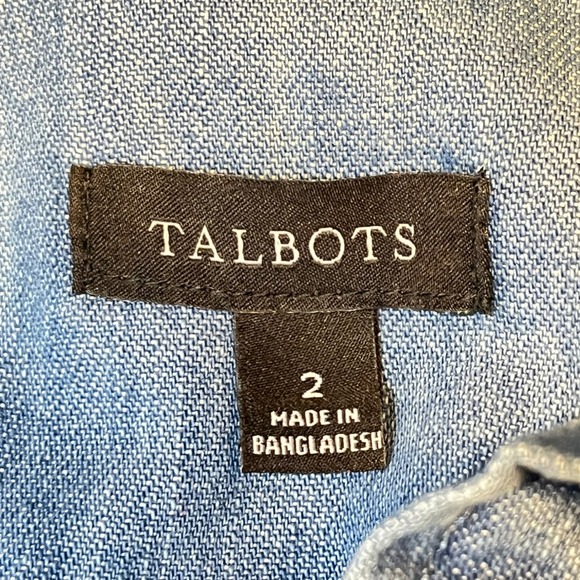 Talbots Denim Dress Women's Light Wash Short Sleeve Belted Pockets Size 2 - Picture 4 of 5